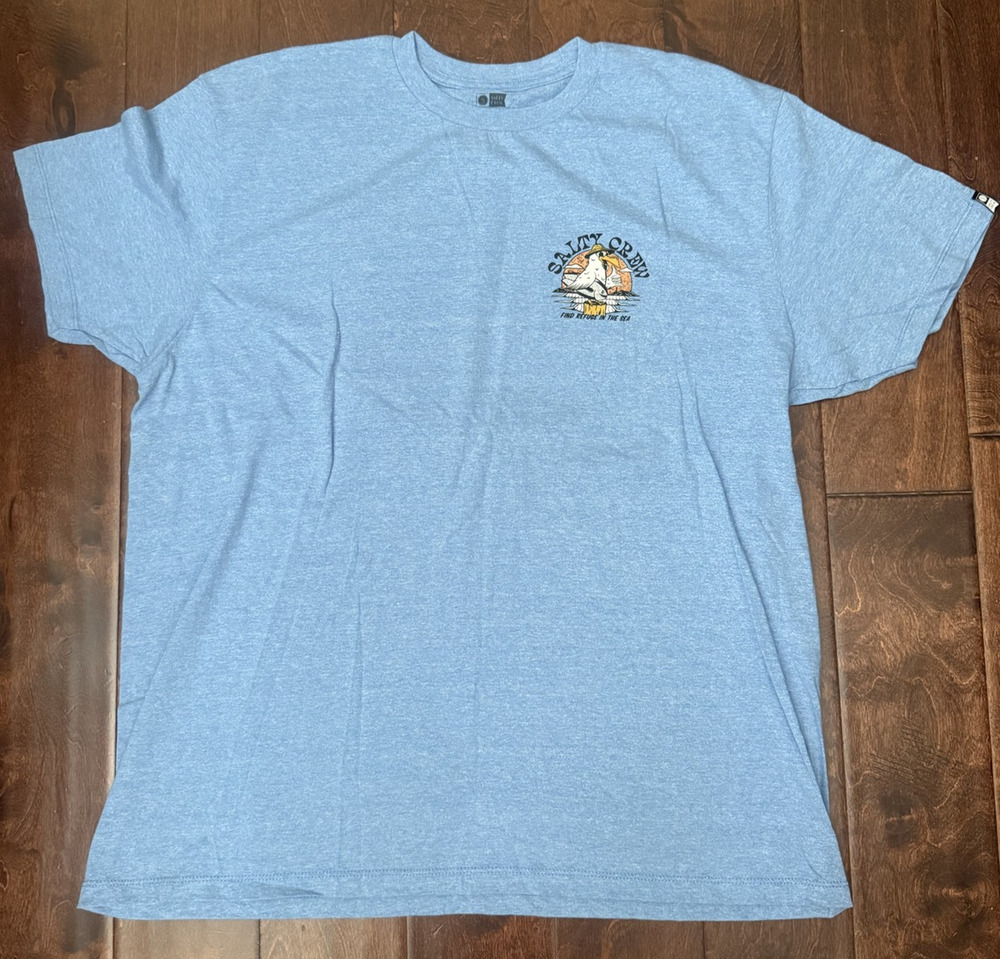 Salty Crew T-Shirt Blue Mens Graphic Cotton Blend Find Refuge in the Sea 2XL